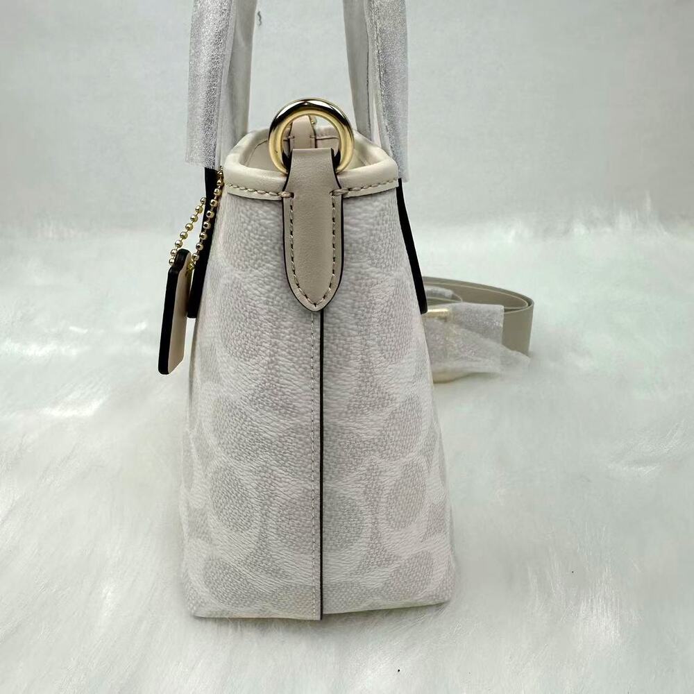 Coach Mini City Tote Bag Crossbody Shoulder Signature Canvas White/Chalk CW032 - Picture 4 of 12